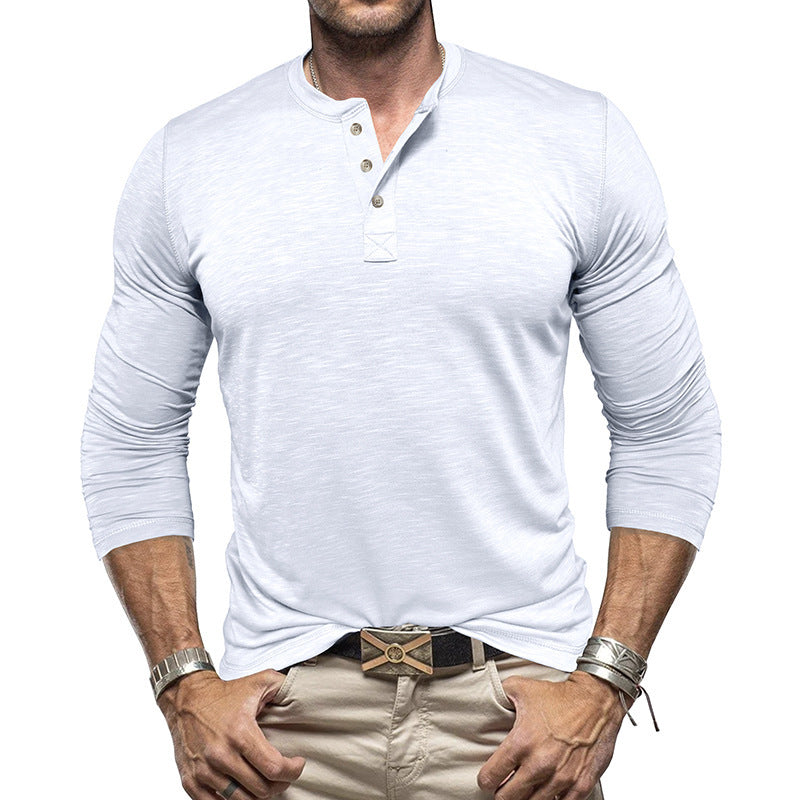 Men's Long-sleeved Henry Collar T-shirt