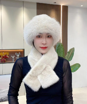 Suit Winter Scarf Mongolian Cap Plush Hat Women's Thickened